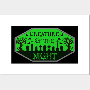 Creature of the Night Cemetery in Green Posters and Art